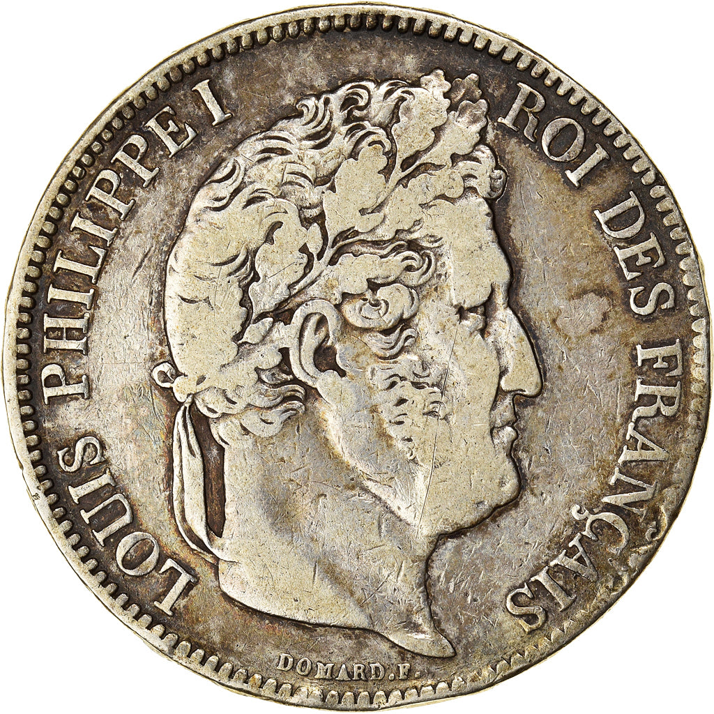 Moneta, Francia, Louis-Philippe, 5 Francs, 1837, Bordeaux, MB, Argento