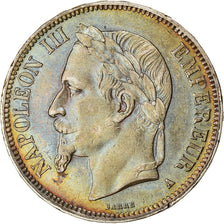 Moeda, França, Napoleon III, 5 Francs, 1867, Paris, AU(50-53), Prata, KM:799.1