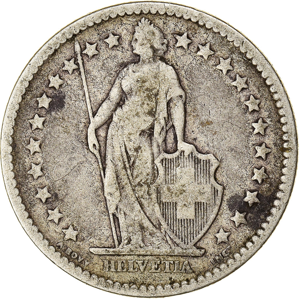 Moneta, Svizzera, 2 Francs, 1878, Bern, MB, Argento, KM:21