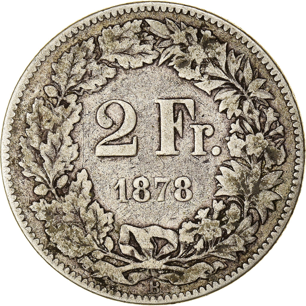 Moneta, Svizzera, 2 Francs, 1878, Bern, MB, Argento, KM:21