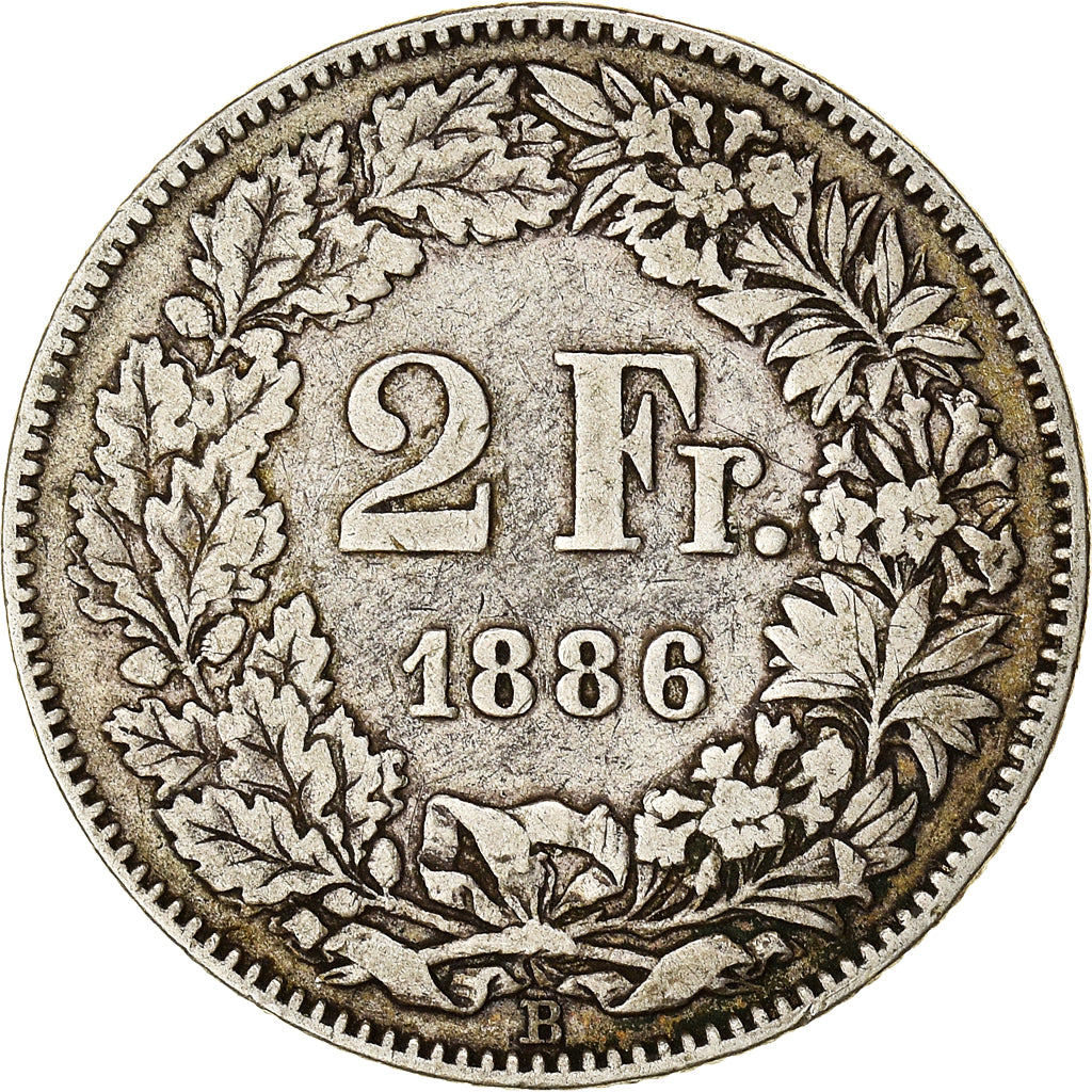 Moneta, Svizzera, 2 Francs, 1886, Bern, MB, Argento, KM:21