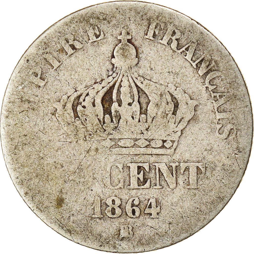 Moneta, Francia, Napoleon III, 50 Centimes, 1864, Strasbourg, B+, Argento