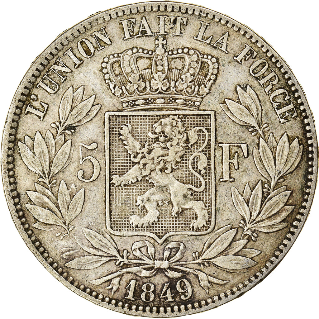 Coin, Belgium, Leopold I, 5 Francs, 5 Frank, 1849, Brussels, EF(40-45), Silver