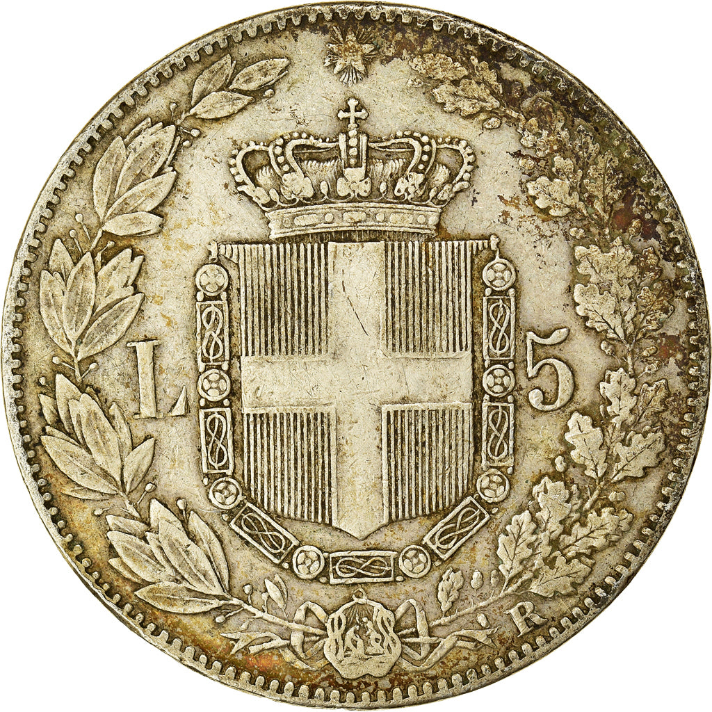 Coin, Italy, Umberto I, 5 Lire, 1879, Rome, VF(30-35), Silver, KM:20