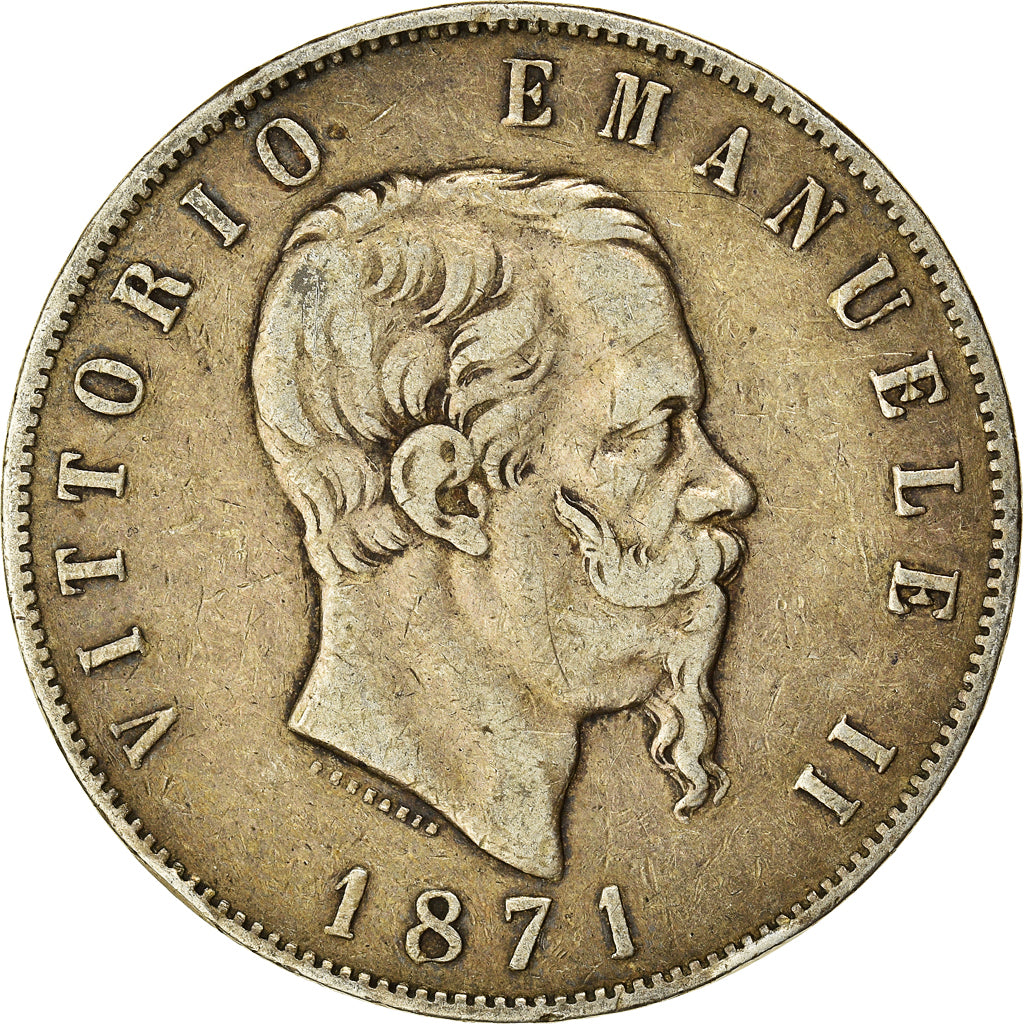 Moneta, Italia, Vittorio Emanuele II, 5 Lire, 1871, Milan, MB+, Argento, KM:8.3