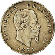 Moneta, Italia, Vittorio Emanuele II, 5 Lire, 1871, Milan, MB+, Argento, KM:8.3