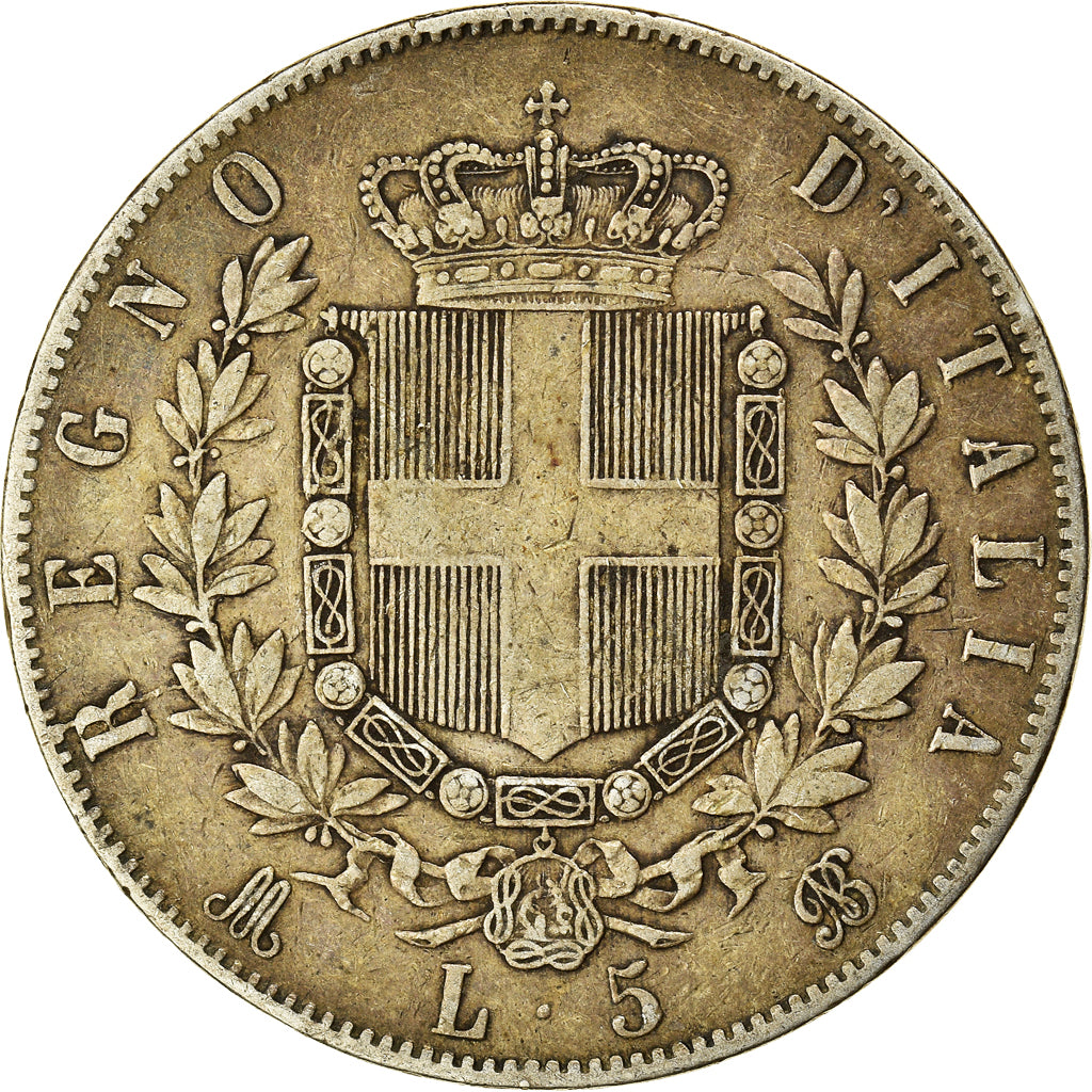 Moneta, Italia, Vittorio Emanuele II, 5 Lire, 1871, Milan, MB+, Argento, KM:8.3