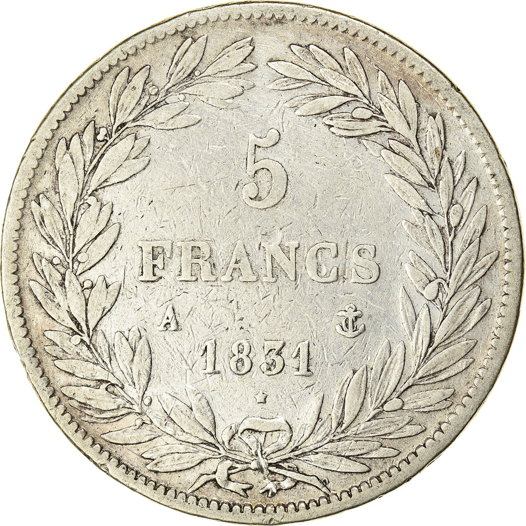 Coin, France, Louis-Philippe, 5 Francs, 1831, Paris, VF(20-25), Silver