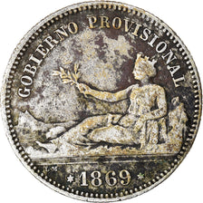 Coin, Spain, Provisional Government, Peseta, 1869, Madrid, EF(40-45), Silver