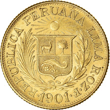Moneda, Perú, Libra, Pound, 1901, Lima, EBC, Oro, KM:207