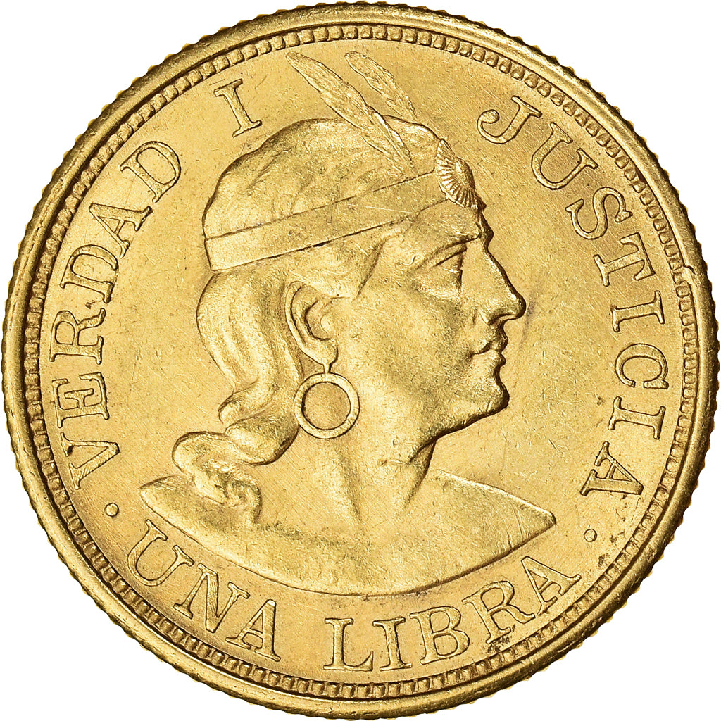 Moneda, Perú, Libra, Pound, 1901, Lima, EBC, Oro, KM:207