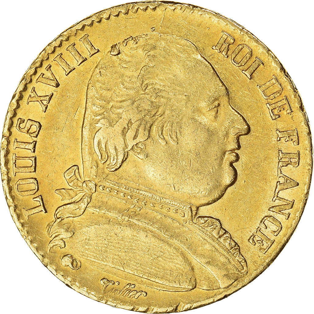 Moneta, Francia, Louis XVIII, 20 Francs, 1814, Paris, BB, Oro, KM:706.1