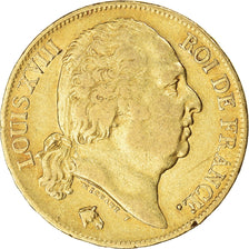 Coin, France, Louis XVIII, 20 Francs, 1818, Paris, VF(30-35), Gold, KM:712.1