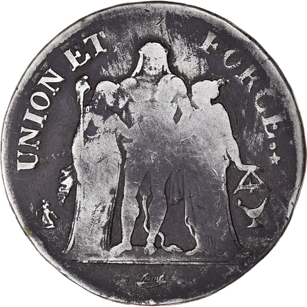 Coin, France, Union et Force, 5 Francs, AN 9, Bordeaux, VF(20-25), Silver