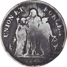 Coin, France, Union et Force, 5 Francs, AN 9, Bordeaux, VF(20-25), Silver