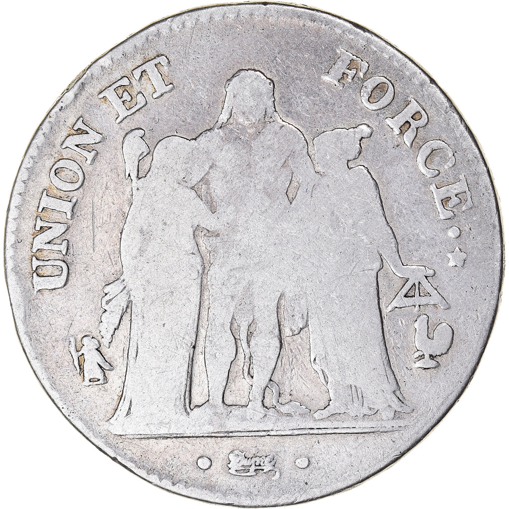 Monnaie, France, Union et Force, 5 Francs, AN 8, Paris, TB, Argent
