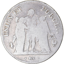 Monnaie, France, Union et Force, 5 Francs, AN 8, Paris, TB, Argent