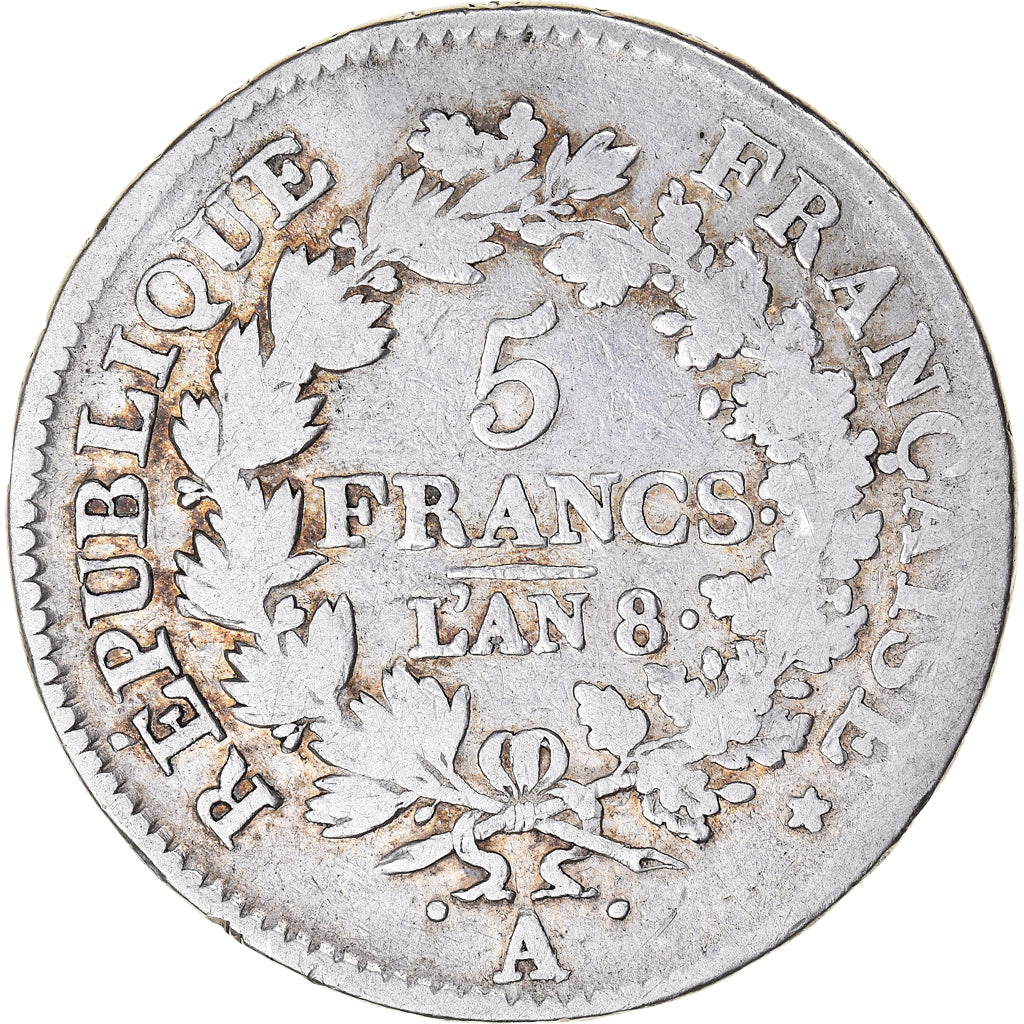 Monnaie, France, Union et Force, 5 Francs, AN 8, Paris, TB, Argent
