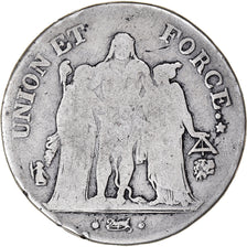 Monnaie, France, Union et Force, 5 Francs, AN 8, Bayonne, TB, Argent