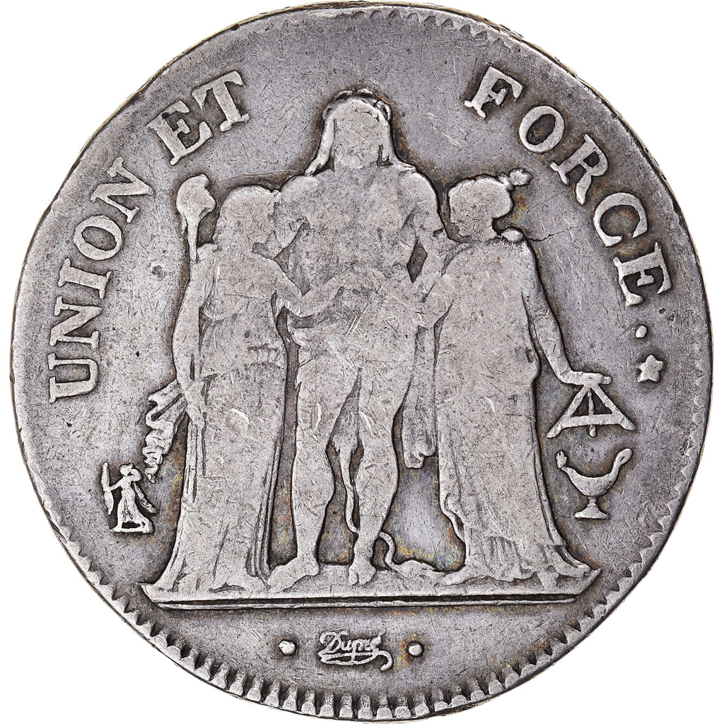 Münze, Frankreich, Union et Force, 5 Francs, AN 11, Bordeaux, S+, Silber