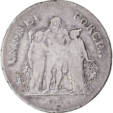 Münze, Frankreich, Union et Force, 5 Francs, AN 9, Bayonne, S+, Silber