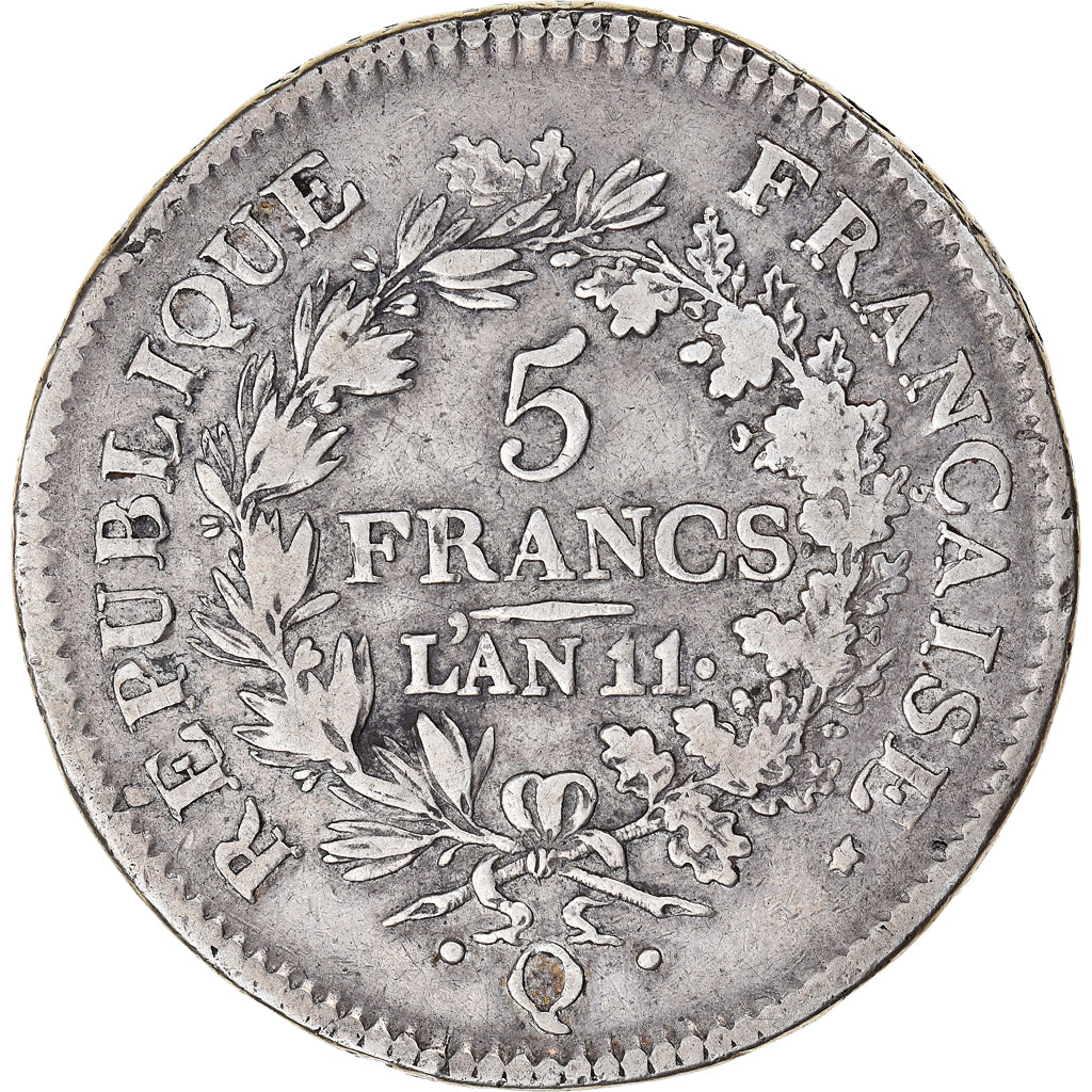 Coin, France, Union et Force, 5 Francs, AN 11, Perpignan, VF(30-35), Silver