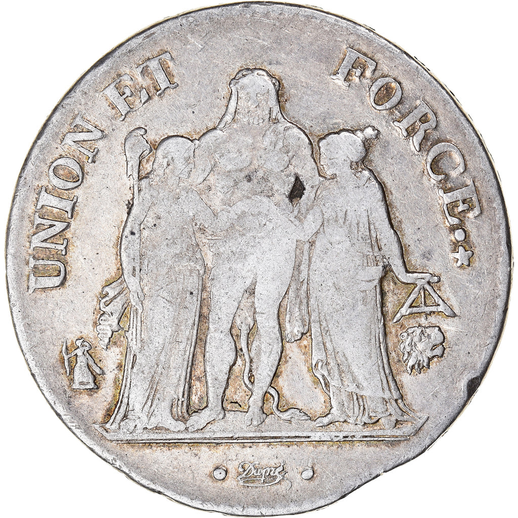 Coin, France, Union et Force, 5 Francs, AN 9, Bayonne, Clipped, VF(30-35)