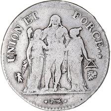 Münze, Frankreich, Union et Force, 5 Francs, AN 8, Bayonne, S, Silber