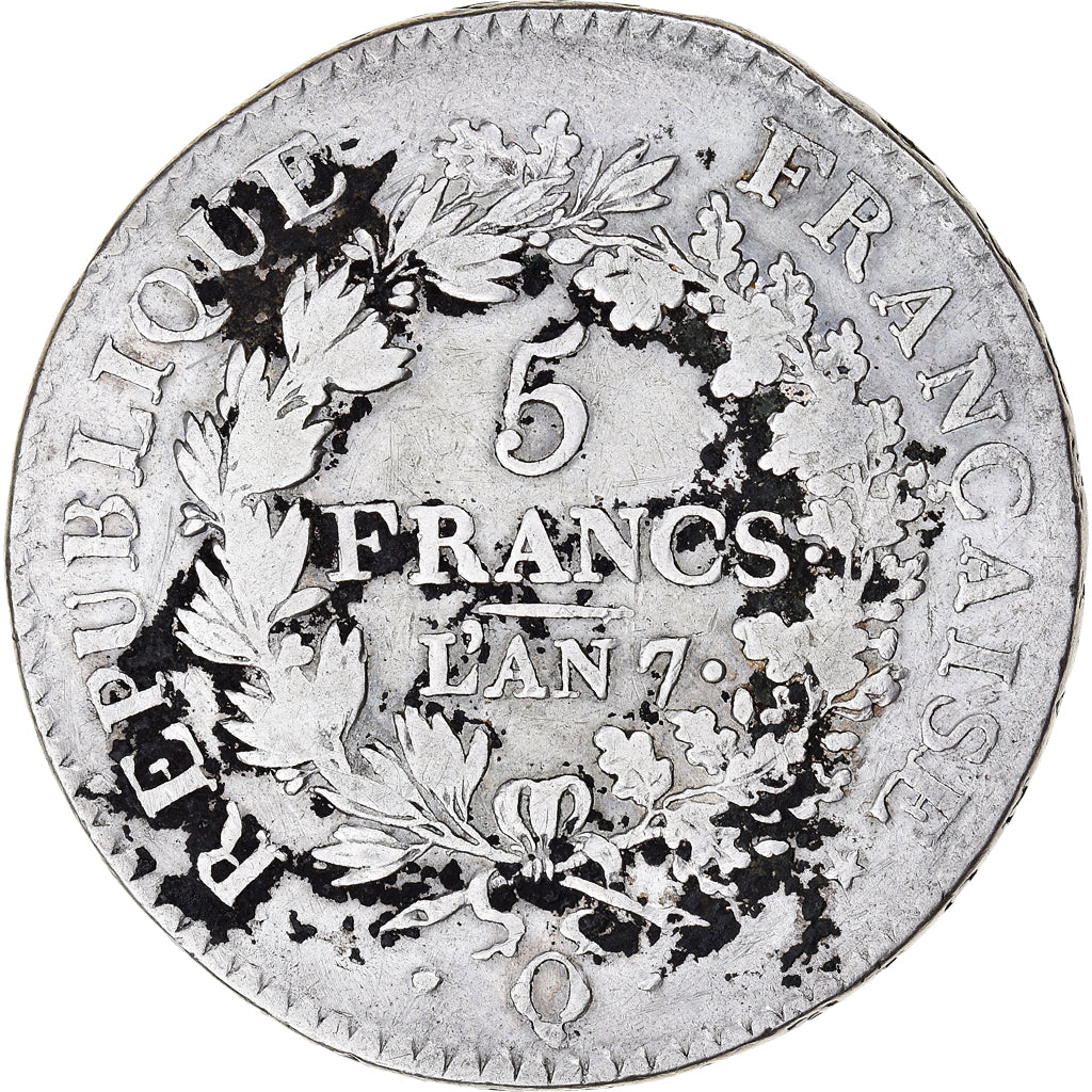 Moneta, Francja, Union et Force, 5 Francs, AN 7, Perpignan, VF(30-35), Srebro