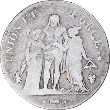 Coin, France, Union et Force, 5 Francs, AN 7, Perpignan, VF(20-25), Silver