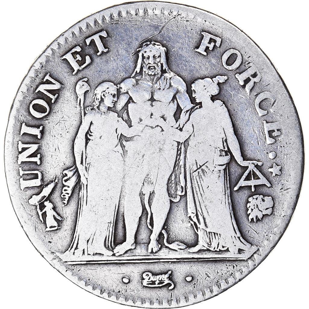 Monnaie, France, Union et Force, 5 Francs, AN 7, Bayonne, TB, Argent