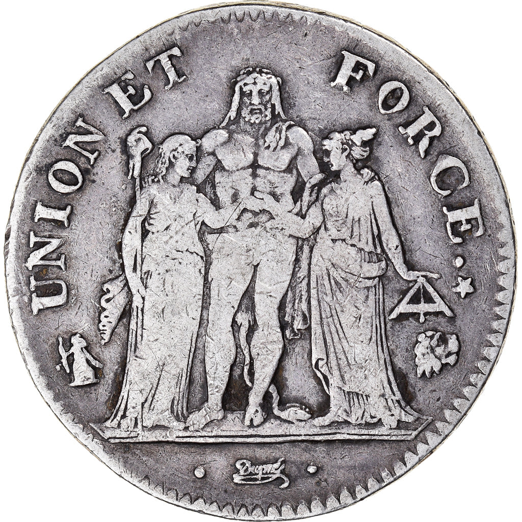 Münze, Frankreich, Union et Force, 5 Francs, AN 7, Bayonne, S+, Silber