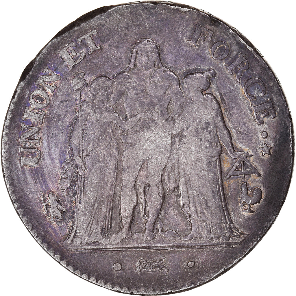 Coin, France, Union et Force, 5 Francs, AN 7, Paris, VF(30-35), Silver