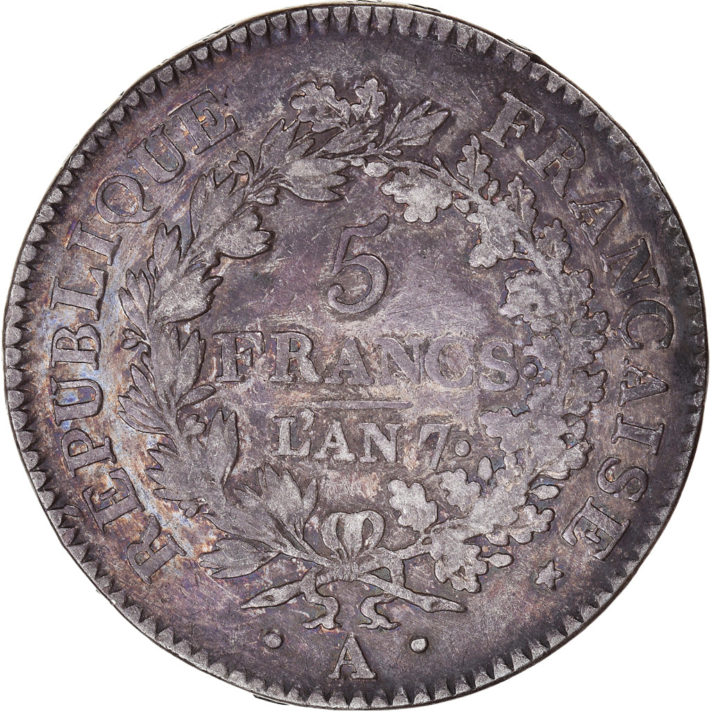Coin, France, Union et Force, 5 Francs, AN 7, Paris, VF(30-35), Silver