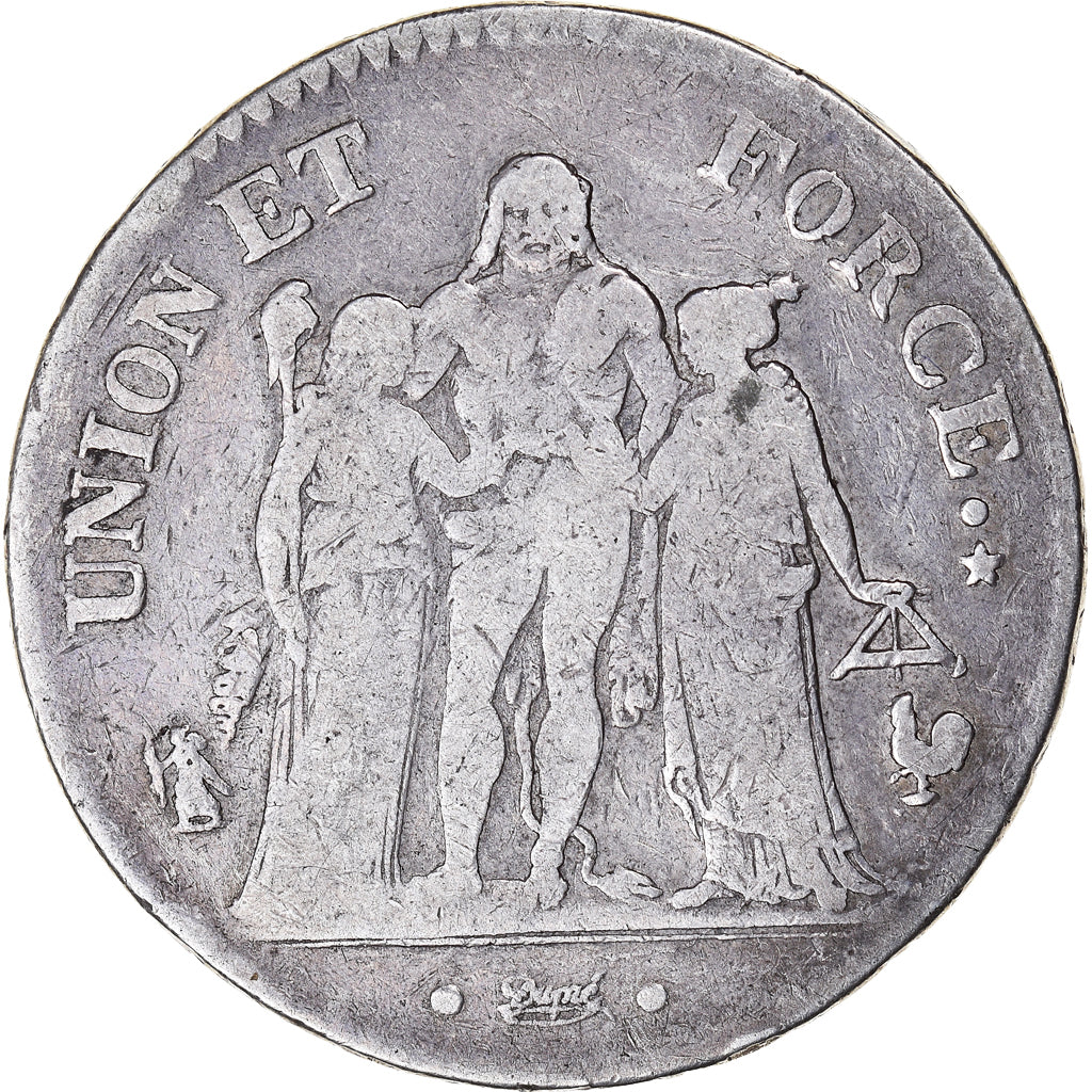 Coin, France, Union et Force, 5 Francs, AN 7, Paris, VF(20-25), Silver