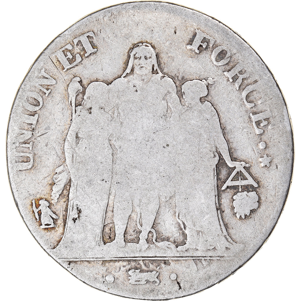 Coin, France, Union et Force, 5 Francs, An 6/5, Bayonne, VF(20-25), Silver