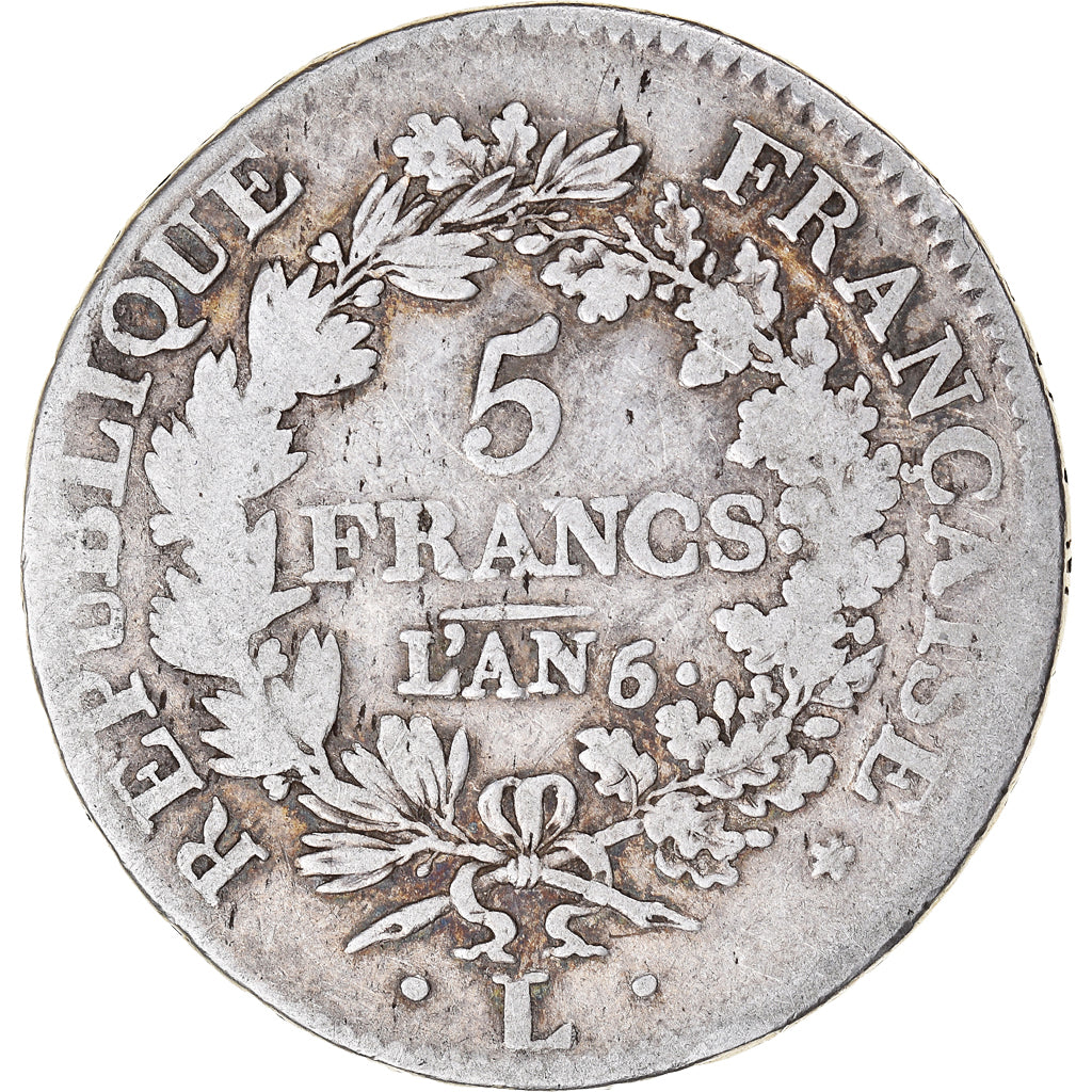 Coin, France, Union et Force, 5 Francs, An 6/5, Bayonne, VF(20-25), Silver