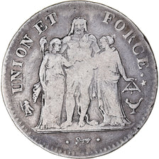 Coin, France, Union et Force, 5 Francs, AN 5, Bordeaux, VF(20-25), Silver