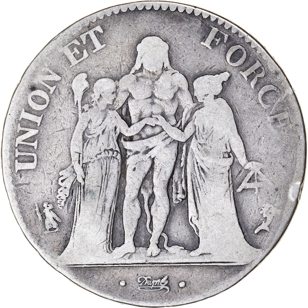 Coin, France, Union et Force, 5 Francs, AN 4, Paris, VF(20-25), Silver