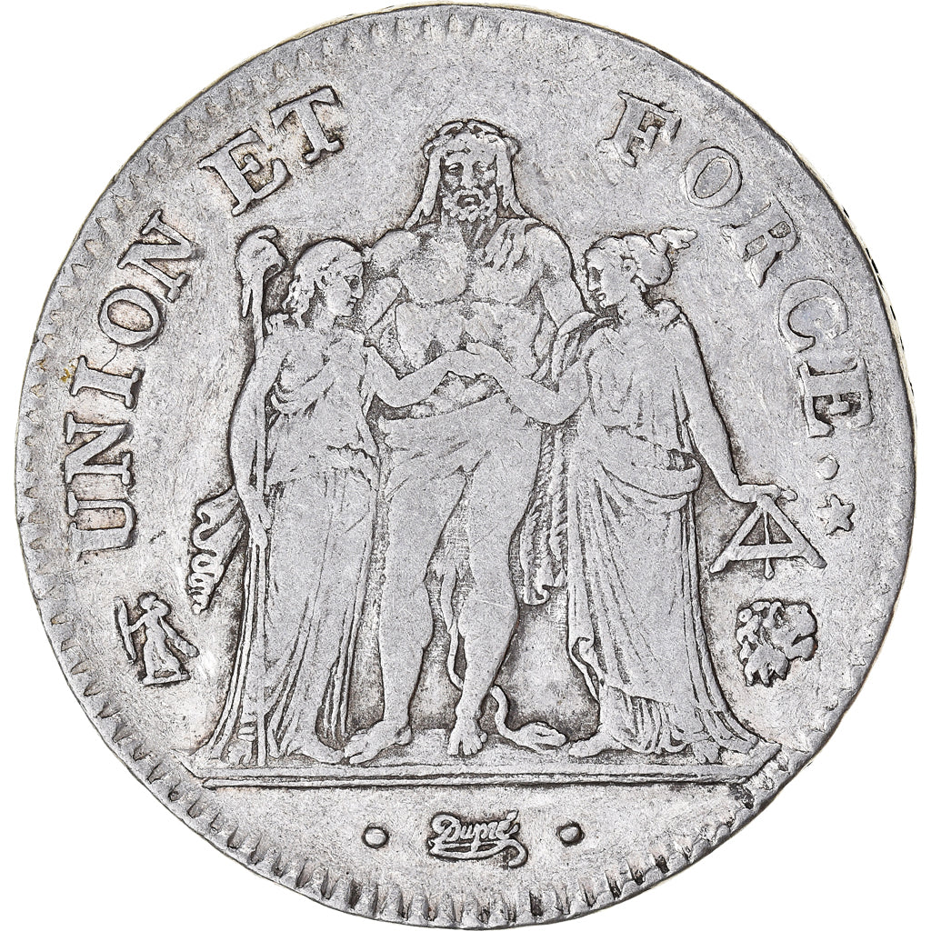 Münze, Frankreich, Union et Force, 5 Francs, AN 7, Bayonne, S+, Silber