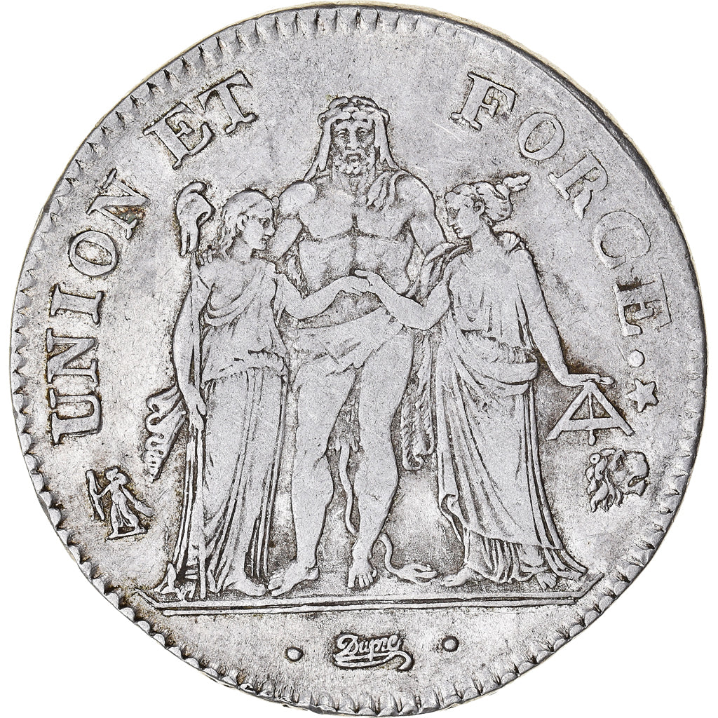 Coin, France, Union et Force, 5 Francs, AN 7, Bayonne, EF(40-45), Silver