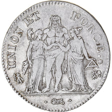 Coin, France, Union et Force, 5 Francs, AN 7, Bayonne, EF(40-45), Silver