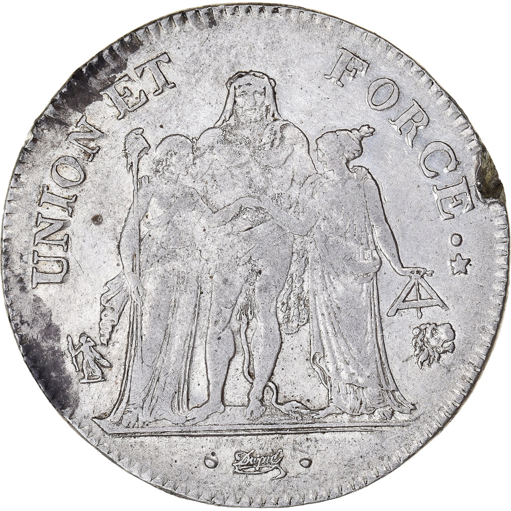Coin, France, Union et Force, 5 Francs, AN 7, Bayonne, VF(30-35), Silver