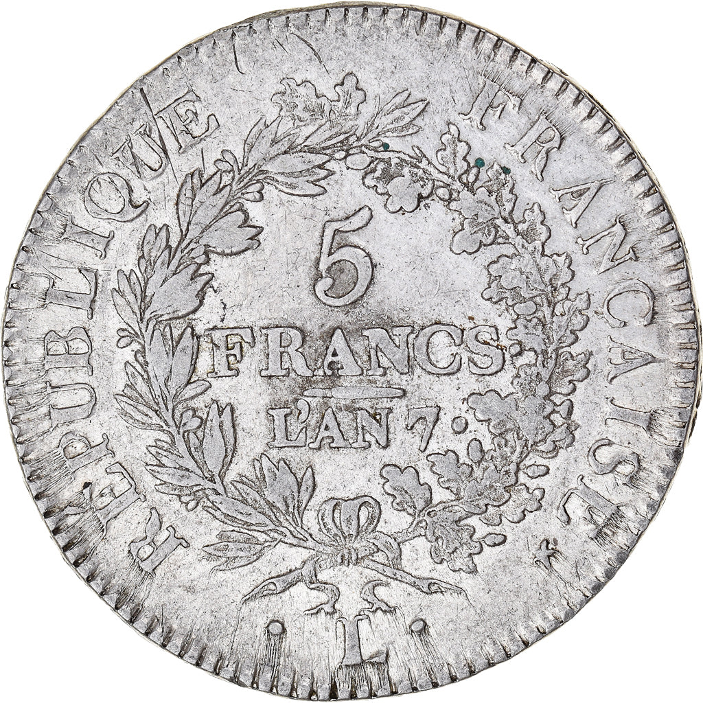 Coin, France, Union et Force, 5 Francs, AN 7, Bayonne, VF(30-35), Silver