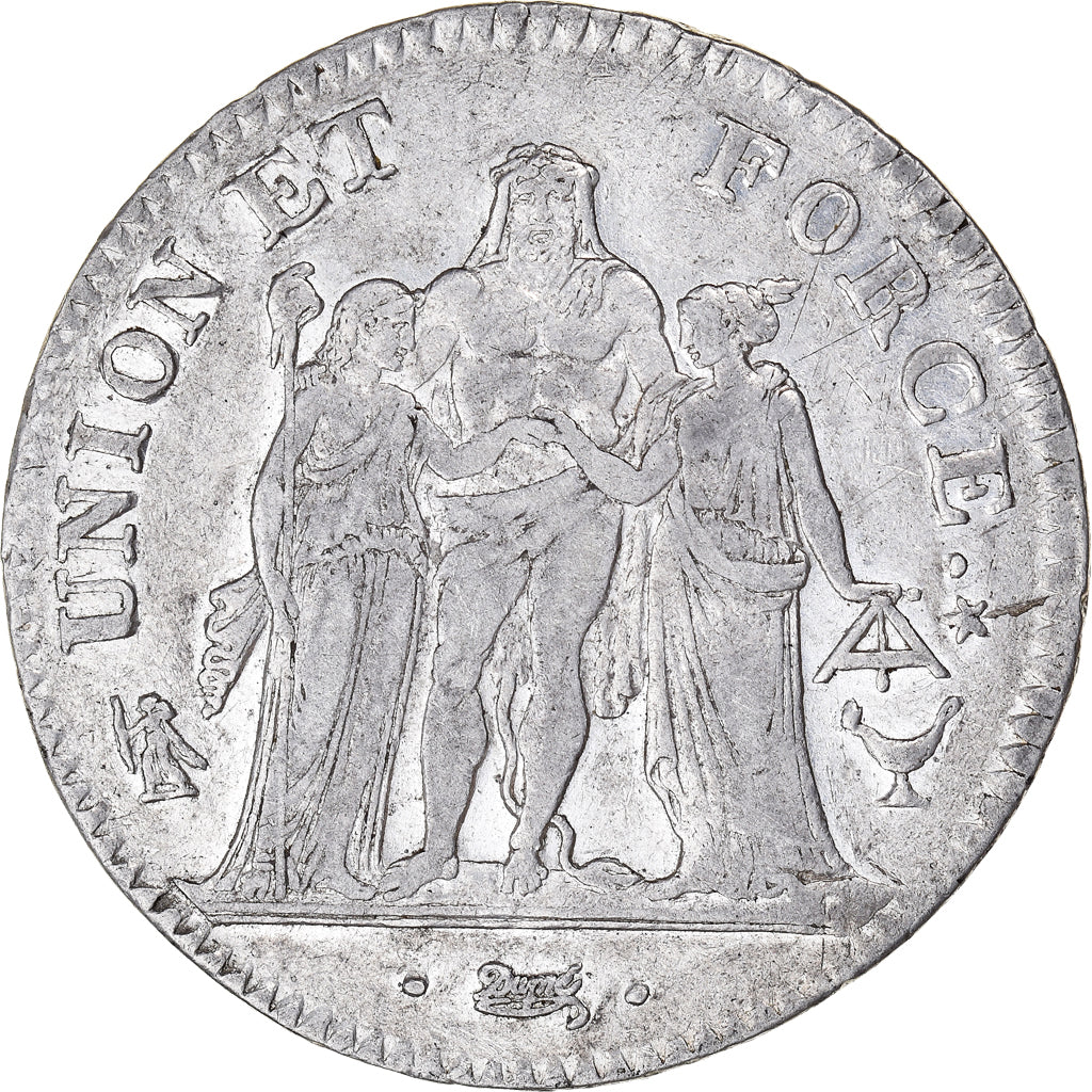 Coin, France, Union et Force, 5 Francs, AN 7, Bordeaux, VF(30-35), Silver