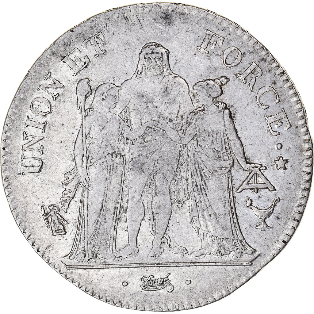 Moneta, Francia, Union et Force, 5 Francs, AN 7, Bordeaux, BB, Argento
