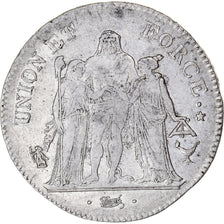 Moneta, Francia, Union et Force, 5 Francs, AN 7, Bordeaux, BB, Argento