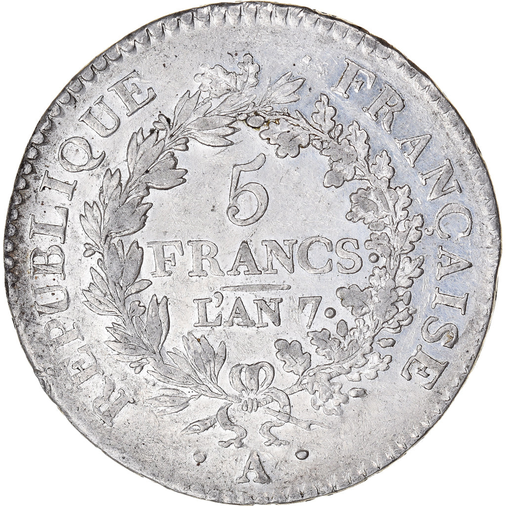 Moneta, Francja, Union et Force, 5 Francs, AN 7, Paris, EF(40-45), Srebro