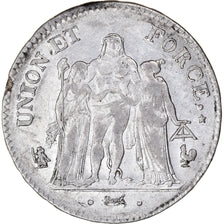 Moneta, Francia, Union et Force, 5 Francs, AN 7, Paris, MB+, Argento, KM:639.1