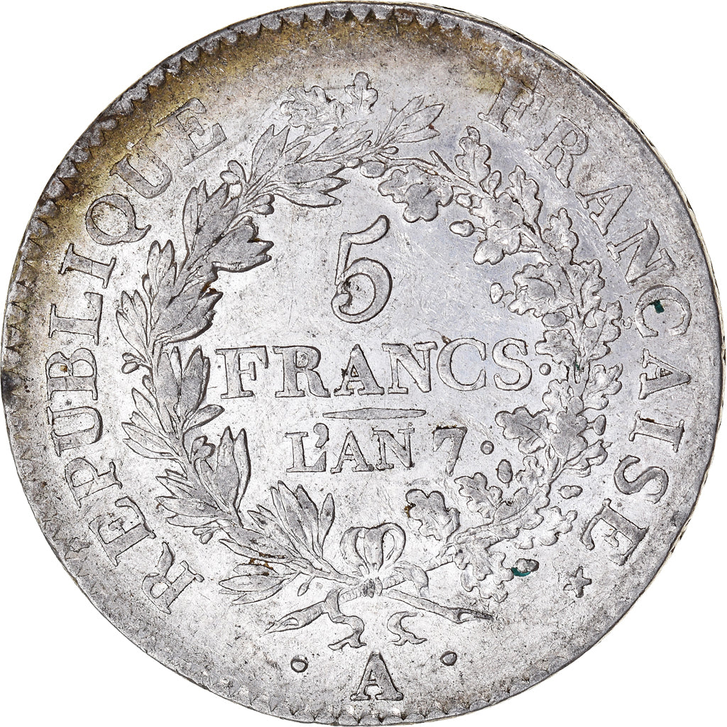 Münze, Frankreich, Union et Force, 5 Francs, AN 7, Paris, SS, Silber, KM:639.1